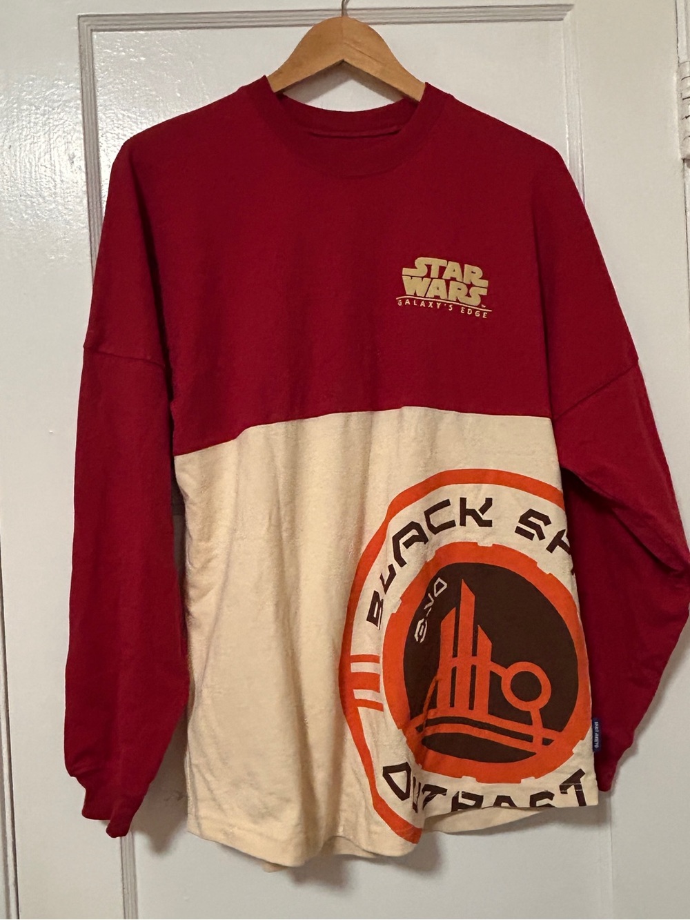 Star Wars Galaxy's Edge Short Sleeve Tee in Burgundy with Gold Logo